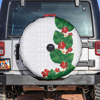 Hawaiian Taro Leaves-Hibiscus and Plumeria Spare Tire Cover Polynesian Art-Kakau Tattoo White