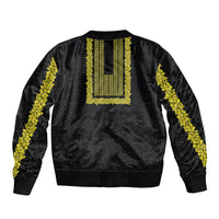 Philippines Polynesian Jasmine Pattern Bomber Jacket With Barong Tagalog Black Style