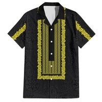 Philippines Polynesian Jasmine Pattern Family Matching Tank Maxi Dress and Hawaiian Shirt With Barong Tagalog Black Style