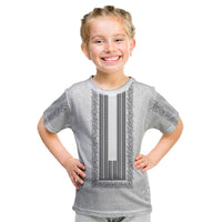 Philippines Polynesian Jasmine Pattern Kid T Shirt With Barong Tagalog White Style