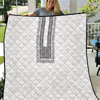 Philippines Polynesian Jasmine Pattern Quilt With Barong Tagalog White Style LT03 White - Polynesian Pride