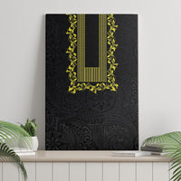 Philippines Polynesian Floral Pattern Canvas Wall Art With Barong Tagalog Black Style