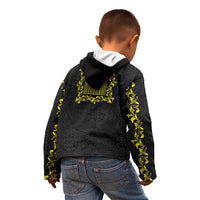 Philippines Polynesian Floral Pattern Kid Hoodie With Barong Tagalog Black Style