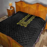 Philippines Polynesian Floral Pattern Quilt With Barong Tagalog Black Style LT03 - Polynesian Pride