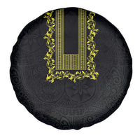 Philippines Polynesian Floral Pattern Spare Tire Cover With Barong Tagalog Black Style
