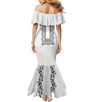 Philippines Polynesian Floral Pattern Mermaid Dress With Barong Tagalog White Style