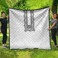 Philippines Polynesian Floral Pattern Quilt With Barong Tagalog White Style LT03 - Polynesian Pride