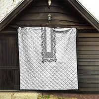 Philippines Polynesian Floral Pattern Quilt With Barong Tagalog White Style LT03 - Polynesian Pride