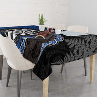 Personalised New Zealand Darts Tablecloth Koru Tribal Tattoo and Silver Fern Maori Pattern Blue Color LT03 - Polynesian Pride