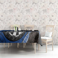 Personalised New Zealand Darts Tablecloth Koru Tribal Tattoo and Silver Fern Maori Pattern Blue Color LT03 - Polynesian Pride