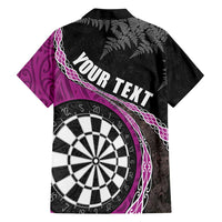 Personalised New Zealand Darts Hawaiian Shirt Koru Tribal Tattoo and Silver Fern Maori Pattern Pink Color LT03 - Polynesian Pride