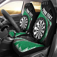 Personalised New Zealand Darts Car Seat Cover Koru Tribal Tattoo and Silver Fern Maori Pattern Green Color