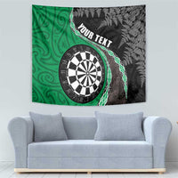 Personalised New Zealand Darts Tapestry Koru Tribal Tattoo and Silver Fern Maori Pattern Green Color