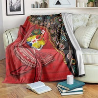 Tonga Ngatu and Australia Together Blanket Polynesian Humpback Whale and Aboriginal Kangaroo LT03 Red - Polynesian Pride