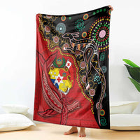 Tonga Ngatu and Australia Together Blanket Polynesian Humpback Whale and Aboriginal Kangaroo LT03 - Polynesian Pride