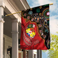 Tonga Ngatu and Australia Together Garden Flag Polynesian Humpback Whale and Aboriginal Kangaroo