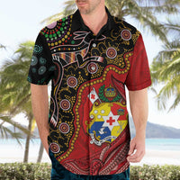 Tonga Ngatu and Australia Together Hawaiian Shirt Polynesian Humpback Whale and Aboriginal Kangaroo LT03 - Polynesian Pride