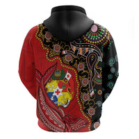 Tonga Ngatu and Australia Together Hoodie Polynesian Humpback Whale and Aboriginal Kangaroo LT03 - Polynesian Pride