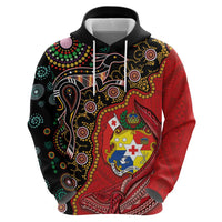 Tonga Ngatu and Australia Together Hoodie Polynesian Humpback Whale and Aboriginal Kangaroo LT03 - Polynesian Pride