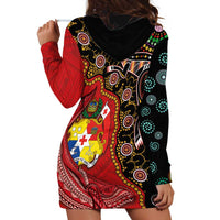Tonga Ngatu and Australia Together Hoodie Dress Polynesian Humpback Whale and Aboriginal Kangaroo LT03 - Polynesian Pride