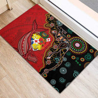 Tonga Ngatu and Australia Together Rubber Doormat Polynesian Humpback Whale and Aboriginal Kangaroo LT03 - Polynesian Pride