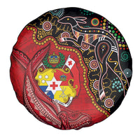Tonga Ngatu and Australia Together Spare Tire Cover Polynesian Humpback Whale and Aboriginal Kangaroo LT03 - Polynesian Pride