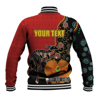 Personalised Papua New Guinea and Australia Together Baseball Jacket Bird-of-paradise and Kangaroo with Aboriginal Pattern LT03 - Polynesian Pride