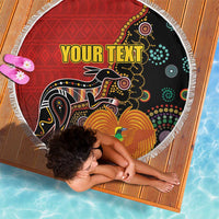 Personalised Papua New Guinea and Australia Together Beach Blanket Bird-of-paradise and Kangaroo with Aboriginal Pattern LT03 - Polynesian Pride