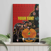 Personalised Papua New Guinea and Australia Together Canvas Wall Art Bird-of-paradise and Kangaroo with Aboriginal Pattern LT03 - Polynesian Pride