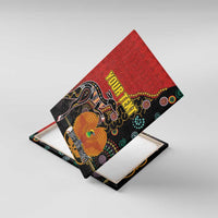 Personalised Papua New Guinea and Australia Together Canvas Wall Art Bird-of-paradise and Kangaroo with Aboriginal Pattern LT03 With Frame Red - Polynesian Pride