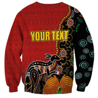Personalised Papua New Guinea and Australia Together Sweatshirt Bird-of-paradise and Kangaroo with Aboriginal Pattern LT03 - Polynesian Pride