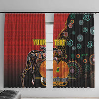 Personalised Papua New Guinea and Australia Together Window Curtain Bird-of-paradise and Kangaroo with Aboriginal Pattern LT03 With Hooks Red - Polynesian Pride