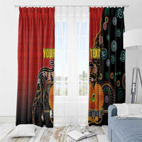 Personalised Papua New Guinea and Australia Together Window Curtain Bird-of-paradise and Kangaroo with Aboriginal Pattern LT03 - Polynesian Pride