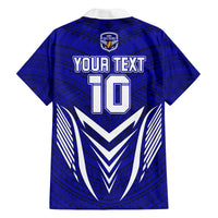 Custom Kimbe Cutters Rugby Family Matching Short Sleeve Bodycon Dress and Hawaiian Shirt Papua New Guinea Polynesian Tattoo Blue Version LT03 - Polynesian Pride