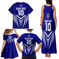 Custom Kimbe Cutters Rugby Family Matching Tank Maxi Dress and Hawaiian Shirt Papua New Guinea Polynesian Tattoo Blue Version LT03 - Polynesian Pride