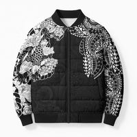 Japanese Irezumi and Hawaiian Polynesian Art Tattoo Bomber Puffer Jacket Black Color LT03 Unisex Black - Polynesian Pride
