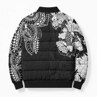Japanese Irezumi and Hawaiian Polynesian Art Tattoo Bomber Puffer Jacket Black Color LT03 - Polynesian Pride