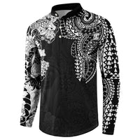 Japanese Irezumi and Hawaiian Polynesian Art Tattoo Button Sweatshirt Black Color LT03 - Polynesian Pride