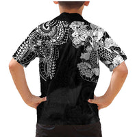 Japanese Irezumi and Hawaiian Polynesian Art Tattoo Family Matching Mermaid Dress and Hawaiian Shirt Black Color - Polynesian Pride