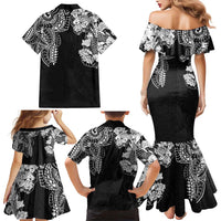 Japanese Irezumi and Hawaiian Polynesian Art Tattoo Family Matching Mermaid Dress and Hawaiian Shirt Black Color - Polynesian Pride