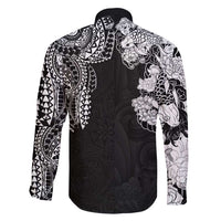 Japanese Irezumi and Hawaiian Polynesian Art Tattoo Family Matching Puletasi and Hawaiian Shirt Black Color - Polynesian Pride