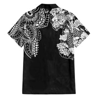 Japanese Irezumi and Hawaiian Polynesian Art Tattoo Family Matching Short Sleeve Bodycon Dress and Hawaiian Shirt Black Color - Polynesian Pride