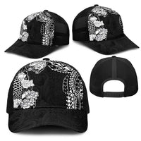 Japanese Irezumi and Hawaiian Polynesian Art Tattoo Mesh Trucker Cap Black Color LT03 - Polynesian Pride