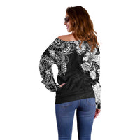 Japanese Irezumi and Hawaiian Polynesian Art Tattoo Off Shoulder Sweater Black Color - Polynesian Pride