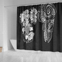 Japanese Irezumi and Hawaiian Polynesian Art Tattoo Shower Curtain Black Color - Polynesian Pride