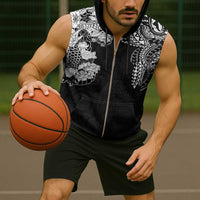 Japanese Irezumi and Hawaiian Polynesian Art Tattoo Sleeveless Zip Hoodie Black Color - Polynesian Pride