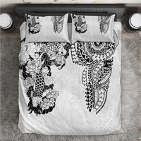 Japanese Irezumi and Hawaiian Polynesian Art Tattoo Bedding Set White Color - Polynesian Pride