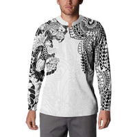 Japanese Irezumi and Hawaiian Polynesian Art Tattoo Button Sweatshirt White Color LT03 - Polynesian Pride