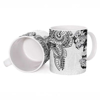 Japanese Irezumi and Hawaiian Polynesian Art Tattoo Ceramic Mug White Color LT03 - Polynesian Pride