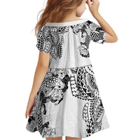 Japanese Irezumi and Hawaiian Polynesian Art Tattoo Family Matching Long Sleeve Bodycon Dress and Hawaiian Shirt White Color - Polynesian Pride